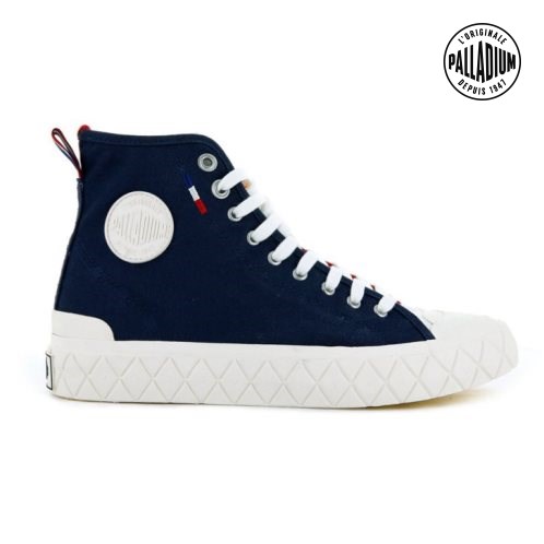 Baskets Palladium Palla Ace Tela High Tops Homme Bleu Marine Rouge | FR CPF785X